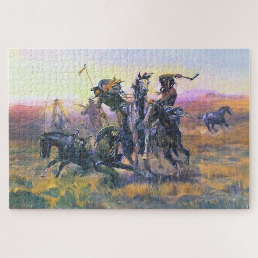 Wenn Blackfoot und Sioux CM Russell treffen Puzzle (Horizontal)