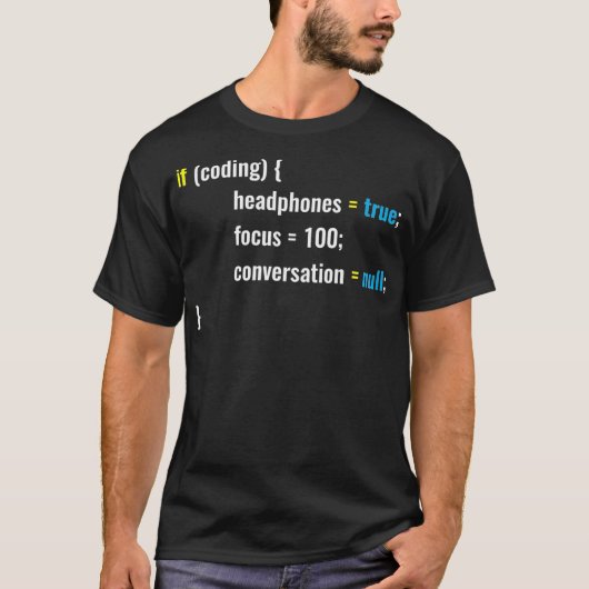 Wenn Coding Kopfhörer Design Funny Programmieren J T-Shirt (Vorderseite)