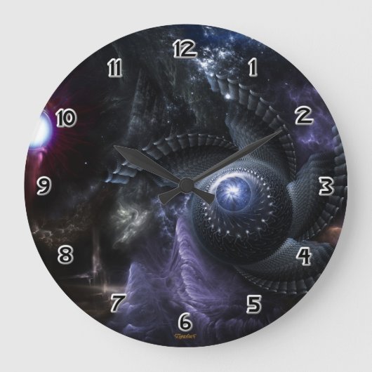 Wenn Collide Fraktal Art Wall Clock Große Wanduhr (Vorderseite)
