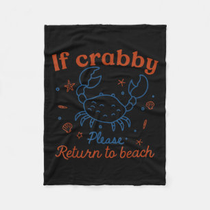 Wenn Crabby bitte zurück zum Strand Niedliche Krab Fleecedecke