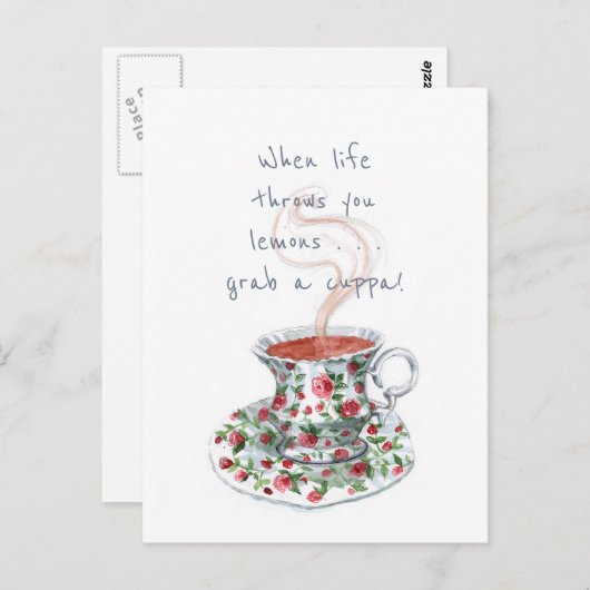 Wenn das Leben dich Zitronen wirft. . . Tea-Slogan Postkarte (Vorne/Hinten)