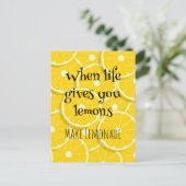 Wenn das Leben dir Lemons Sonnengelbe Zitrone gibt Postkarte (Stehend Vorderseite)