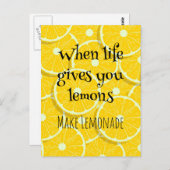 Wenn das Leben dir Lemons Sonnengelbe Zitrone gibt Postkarte (Vorne/Hinten)