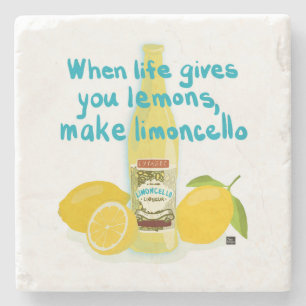 Wenn das Leben dir Zitronen gibt - Mach Limoncello Steinuntersetzer