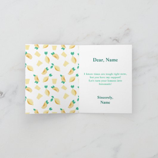 "Wenn das Leben dir Zitronen gibt, mache Lemonade Karte (Innenseite)