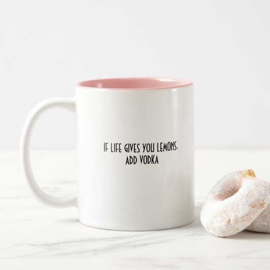 Wenn das Leben dir Zitronen gibt - Motivierend Kaf Zweifarbige Tasse (Mit Donut)