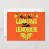 Wenn das Leben dir Zitronen gibt (orange Hintergru Postkarte (Vorne/Hinten)