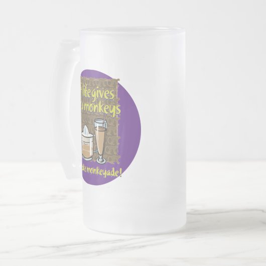 Wenn das Leben einem Affen Lila BG gibt Mattglas Bierglas (Vorderseite Links)