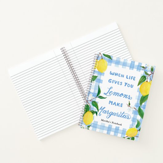 Wenn das Leben Ihnen Zitronen Aquarell Gingham gib Notizblock (Innenseite)