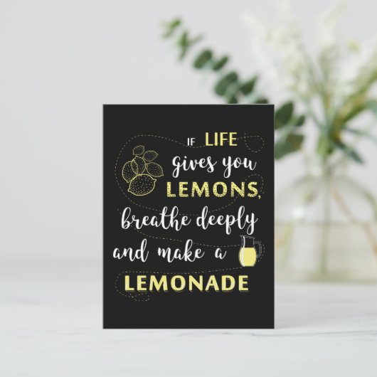 Wenn das Leben Ihnen Zitronen Funny Zitat Postcard Postkarte (Stehend Vorderseite)