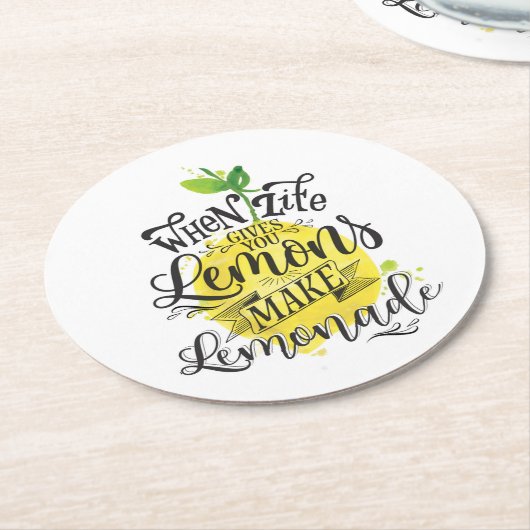 "Wenn das Leben Ihnen Zitronen gibt, machen Sie Runder Pappuntersetzer (Angewinkelt)