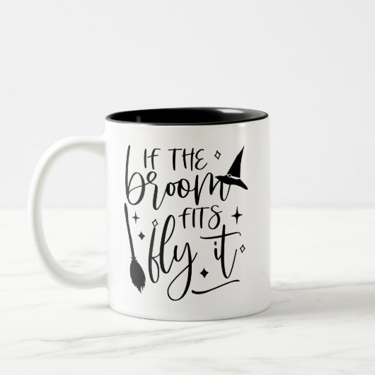 Wenn das Zimmer passt dann Fly It Funny Halloween Zweifarbige Tasse (Links)