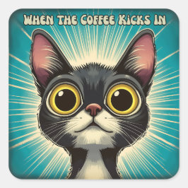 Wenn der Kaffee ankommt Quadratischer Aufkleber