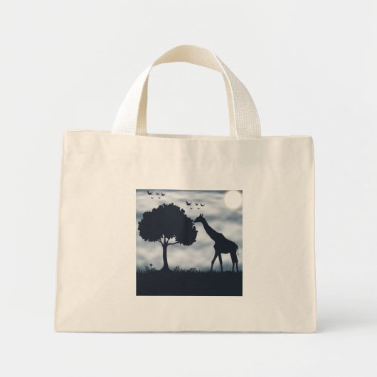 Wenn der Mond zur Giraffe flüstert Mini Stoffbeutel (Vorne)