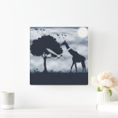 Wenn der Mond zur Giraffe flüstert Quadratische Wanduhr (Zuhause)
