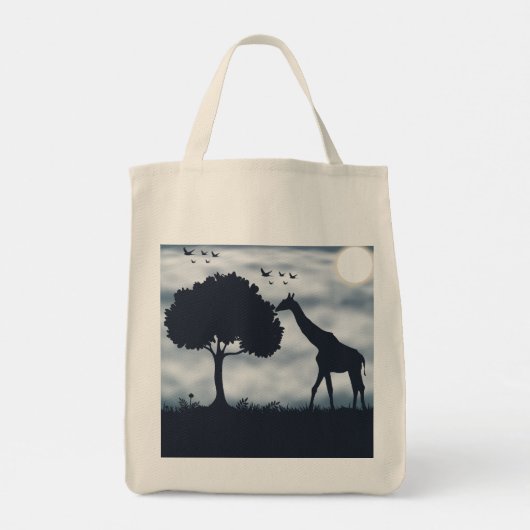 Wenn der Mond zur Giraffe flüstert Tragetasche (Rückseite)