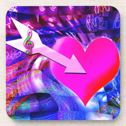 Wenn der Musikpfeil das Herz angriff Getränkeuntersetzer (Vorderseite)