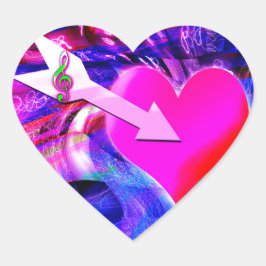 Wenn der Musikpfeil das Herz angriff Herz-Aufkleber