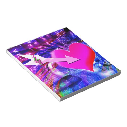 Wenn der Musikpfeil das Herz angriff Notizblock (angewinkelt)