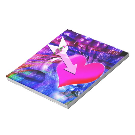 Wenn der Musikpfeil das Herz angriff Notizblock (Rotiert)