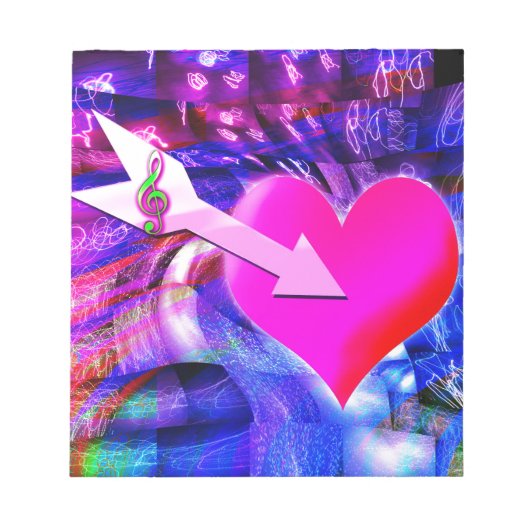 Wenn der Musikpfeil das Herz angriff Notizblock (Vorderseite)