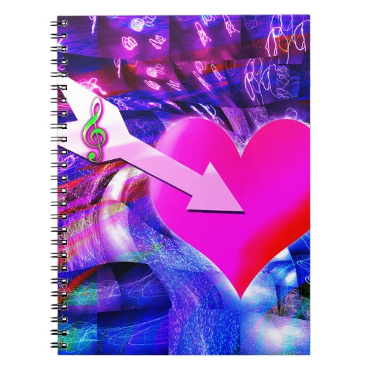 Wenn der Musikpfeil das Herz angriff Notizblock (Vorderseite)