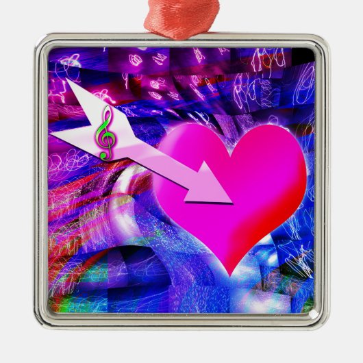 Wenn der Musikpfeil das Herz angriff Ornament Aus Metall (Vorne)