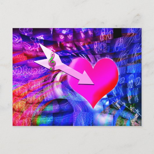 Wenn der Musikpfeil das Herz angriff Postkarte (Vorderseite)