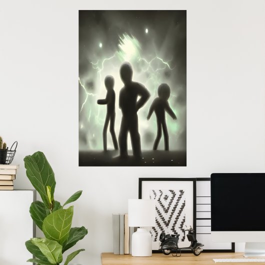 Wenn die Alien für Sie kommt | AI Art Poster (Heimbüro)