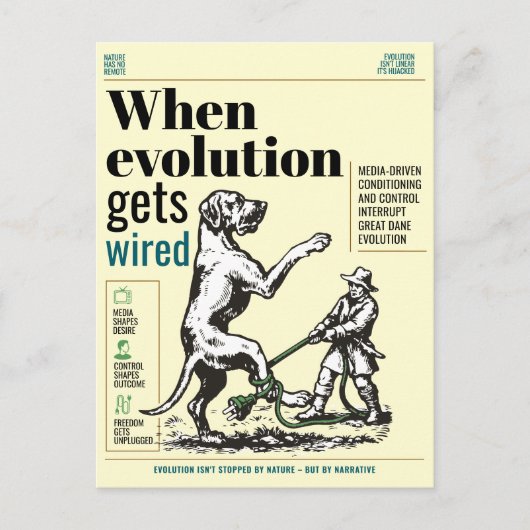 Wenn die Evolution verdrahtet wird, sind Great Dan Postkarte (Vorderseite)