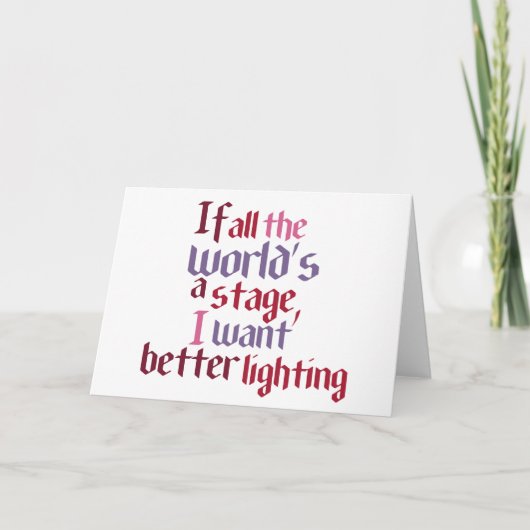 Wenn die ganze Welt eine Bühne ist, Wollte ich bes Karte (Vorderseite)