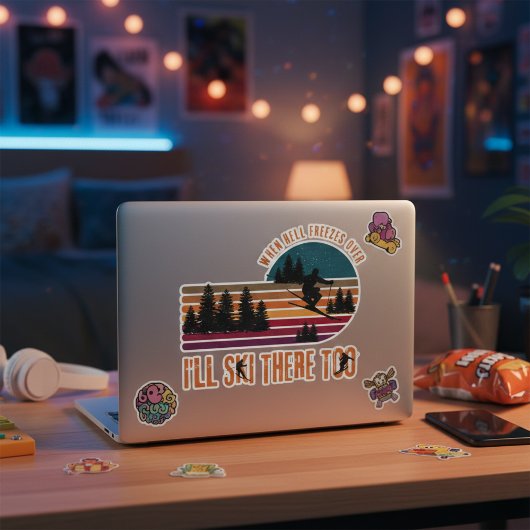 Wenn die Hölle erfriert, werde ich auch dort Ski f Aufkleber