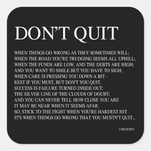 WENN DINGE FALSCH WERDEN, WIE SIE MANCHMAL WERDEN; QUADRATISCHER AUFKLEBER (Vorderseite)