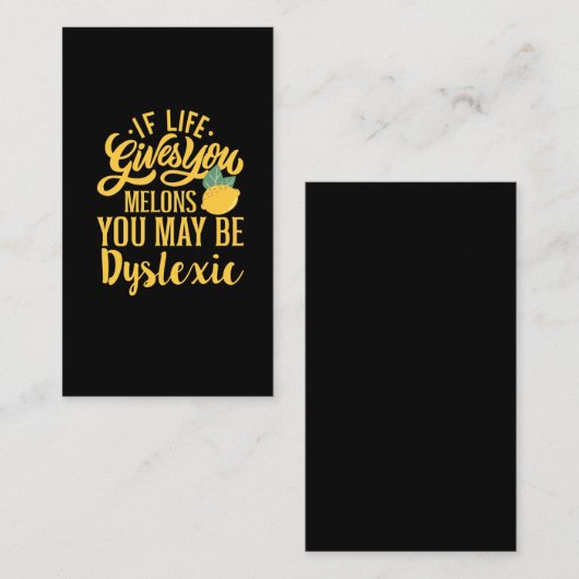 Wenn dir das Leben Melonen gibt, kannst du dyslexi Visitenkarte (Vorne/Hinten)