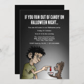 Wenn dir Halloween-Nacht das Süßigkeiten ausgeht Einladung (Vorne/Hinten)