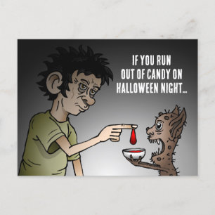 Wenn dir Halloween-Nacht das Süßigkeiten ausgeht Feiertagspostkarte