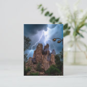 Wenn Donner Berg unter blauem Himmel trifft. Postkarte (Stehend Vorderseite)