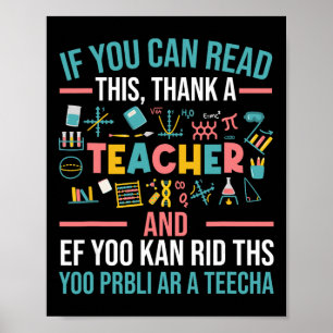 Wenn du das lesen kannst, danke einem Lehrer - Lus Poster