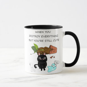 Wenn du die lustige schwarze Katze zerstörst, Nied Tasse