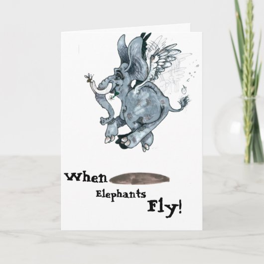 Wenn Elefanten die Grußkarte fliegen Karte (Vorderseite)