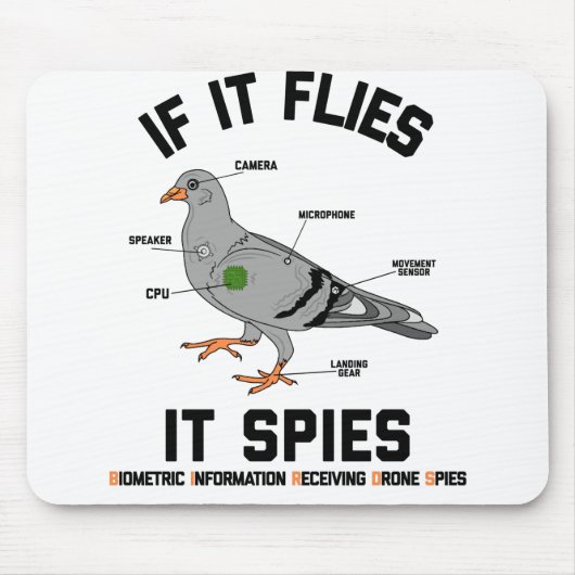 Wenn er fliegt, spioniert er Drohne Spies Pigeon B Mousepad (Vorne)