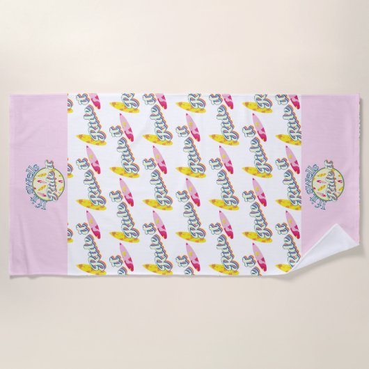 Wenn es anschwellt reiten, surfen sie mädchenhaft strandtuch (Vorderseite)