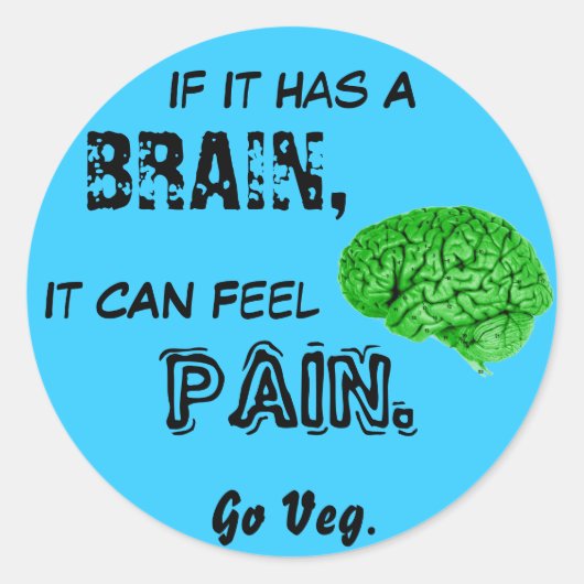 Wenn es ein Gehirn hat, kann es Schmerzen empfinde Runder Aufkleber (Vorderseite)