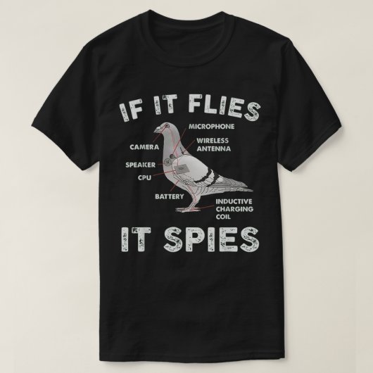 Wenn es fliegt, spioniert es Pigeon Anatomy Bird A T-Shirt (Design vorne)