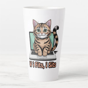 Wenn es passt, sitze ich Lustiges Katzen-Meme Lapt Milchtasse