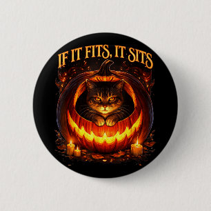 Wenn es passt, sitzt schwarze Katze gothisch dunkl Button