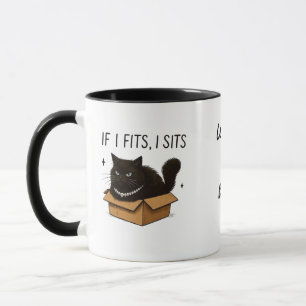 Wenn es passt, sitzt schwarze Katze Tasse