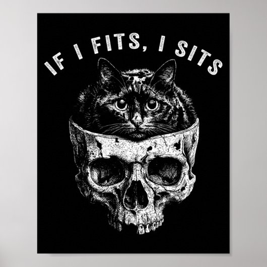 Wenn es passt sitzt schwarze Katzen-Schädel gothic Poster (Vorne)