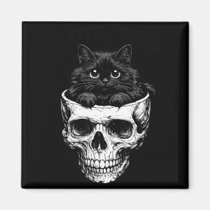 Wenn es passt sitzt schwarze Katzen-Schädel gothis Magnet