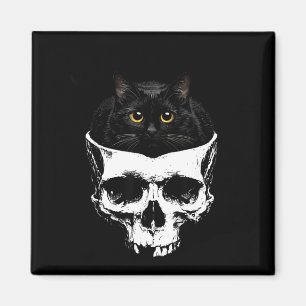 Wenn es passt sitzt schwarze Katzen-Schädel-Gotik Magnet